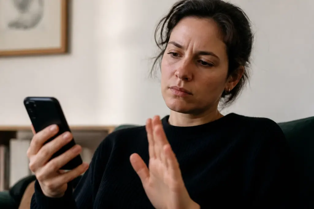 Personne rejetant appel douteux sur ecran noir telephone