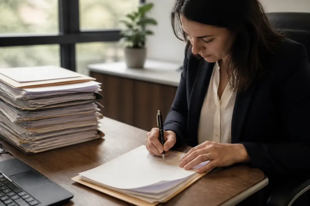 Dossiers legaux et signatures associes bureau